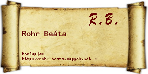 Rohr Beáta névjegykártya